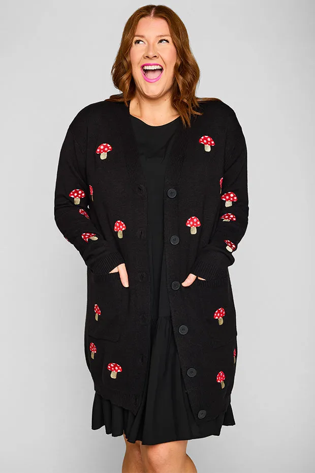 Angela Black Mushroom Cardi