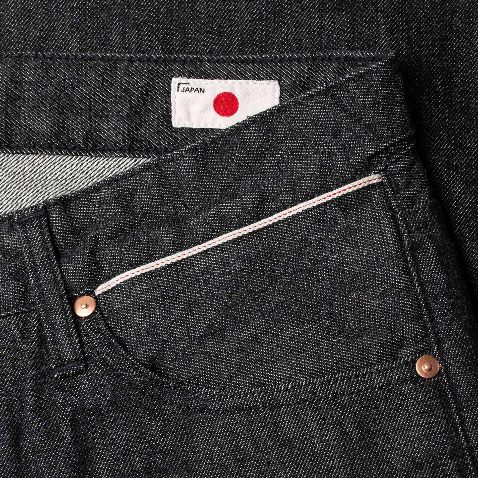 B-01 SLIM TAPERED 14 oz. selvedge colour denim / black