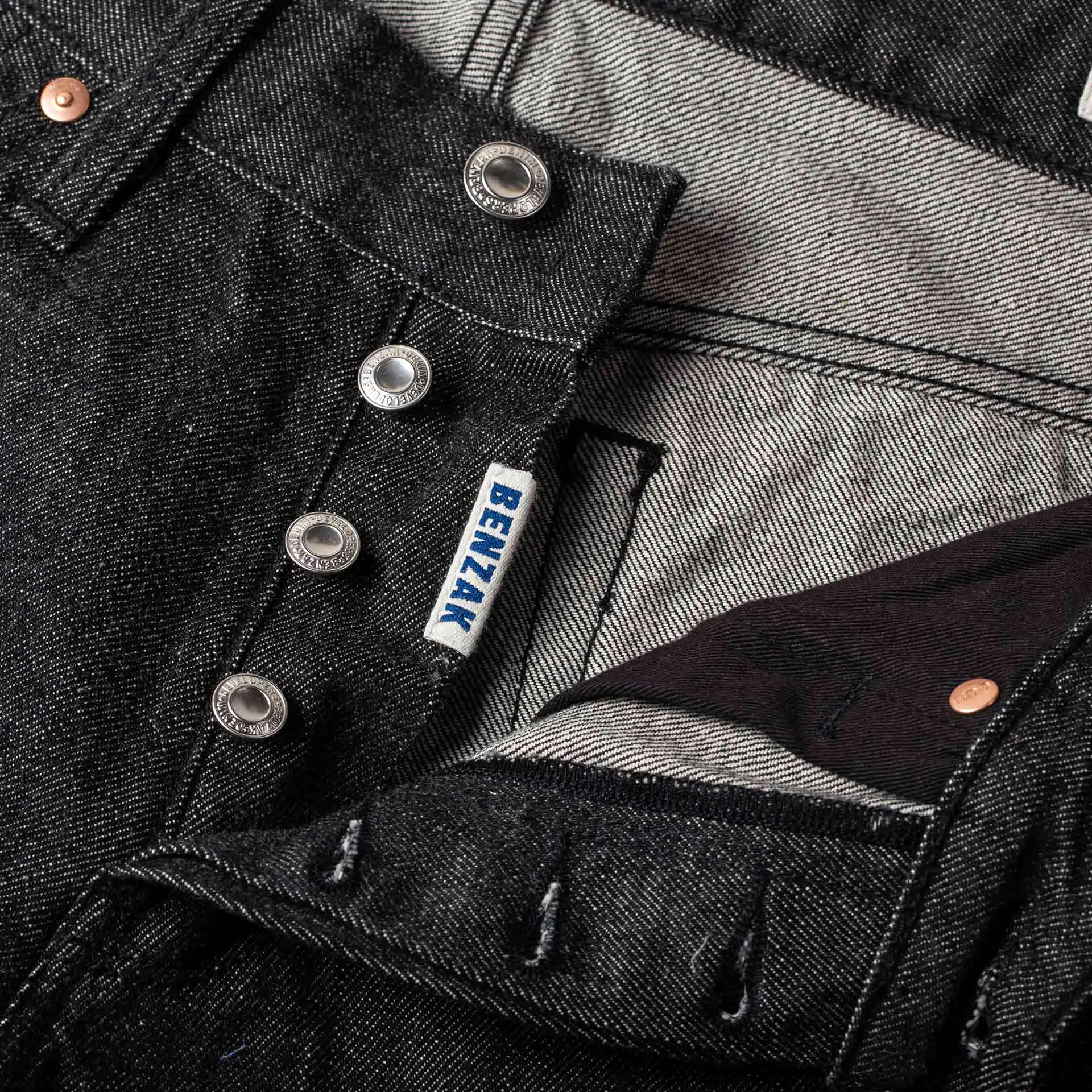 B-01 SLIM TAPERED 14 oz. selvedge colour denim / black
