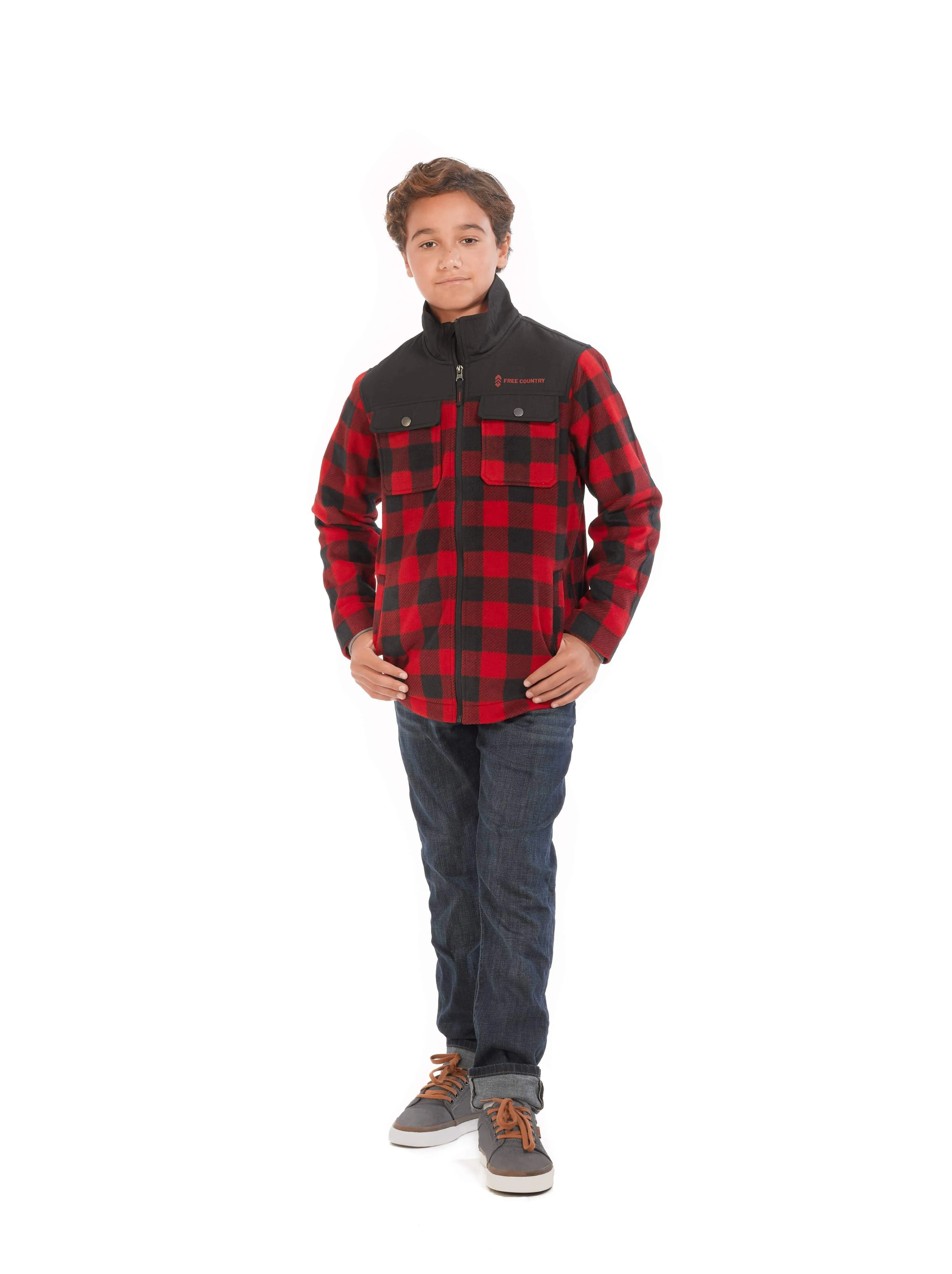 Boys' Cedar Plaid Fleece Shirt Jacket