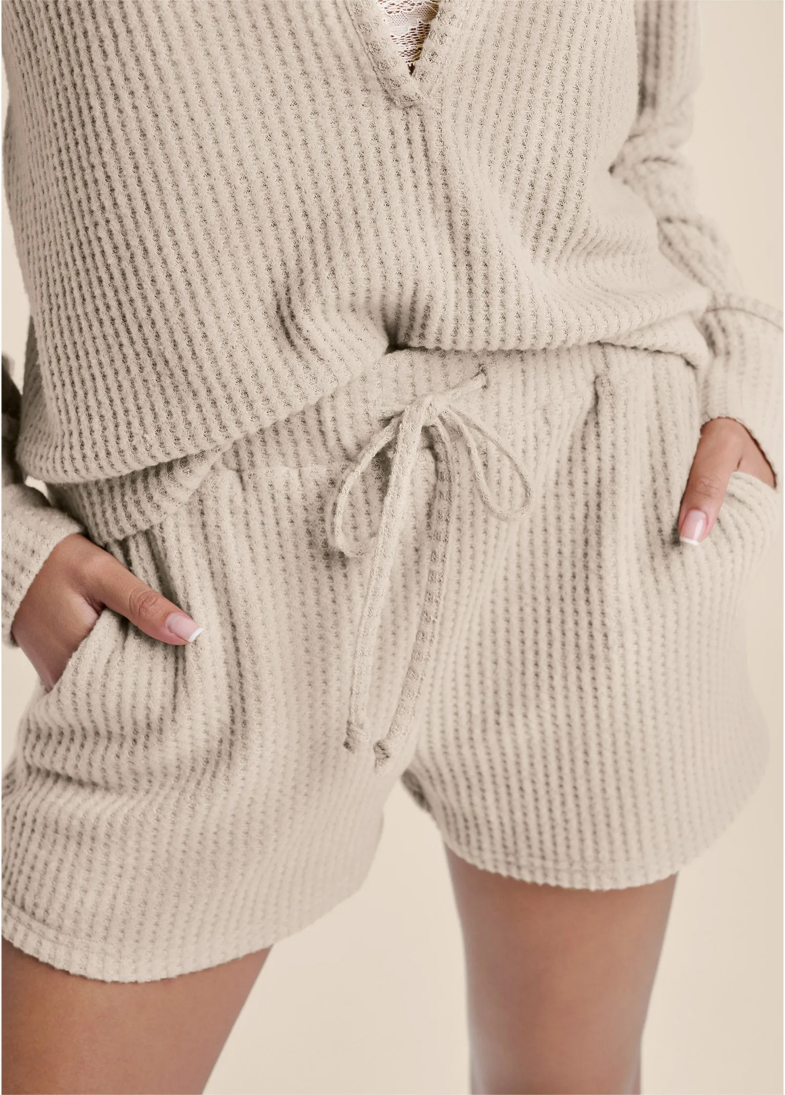 Brushed Waffle Short Set  - Oatmeal