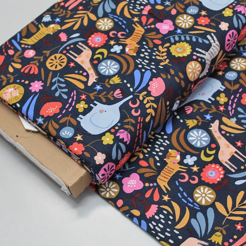 Dressmaking Corduroy - Blue - Jungle Fun