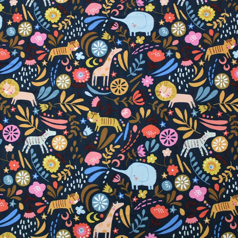 Dressmaking Corduroy - Blue - Jungle Fun