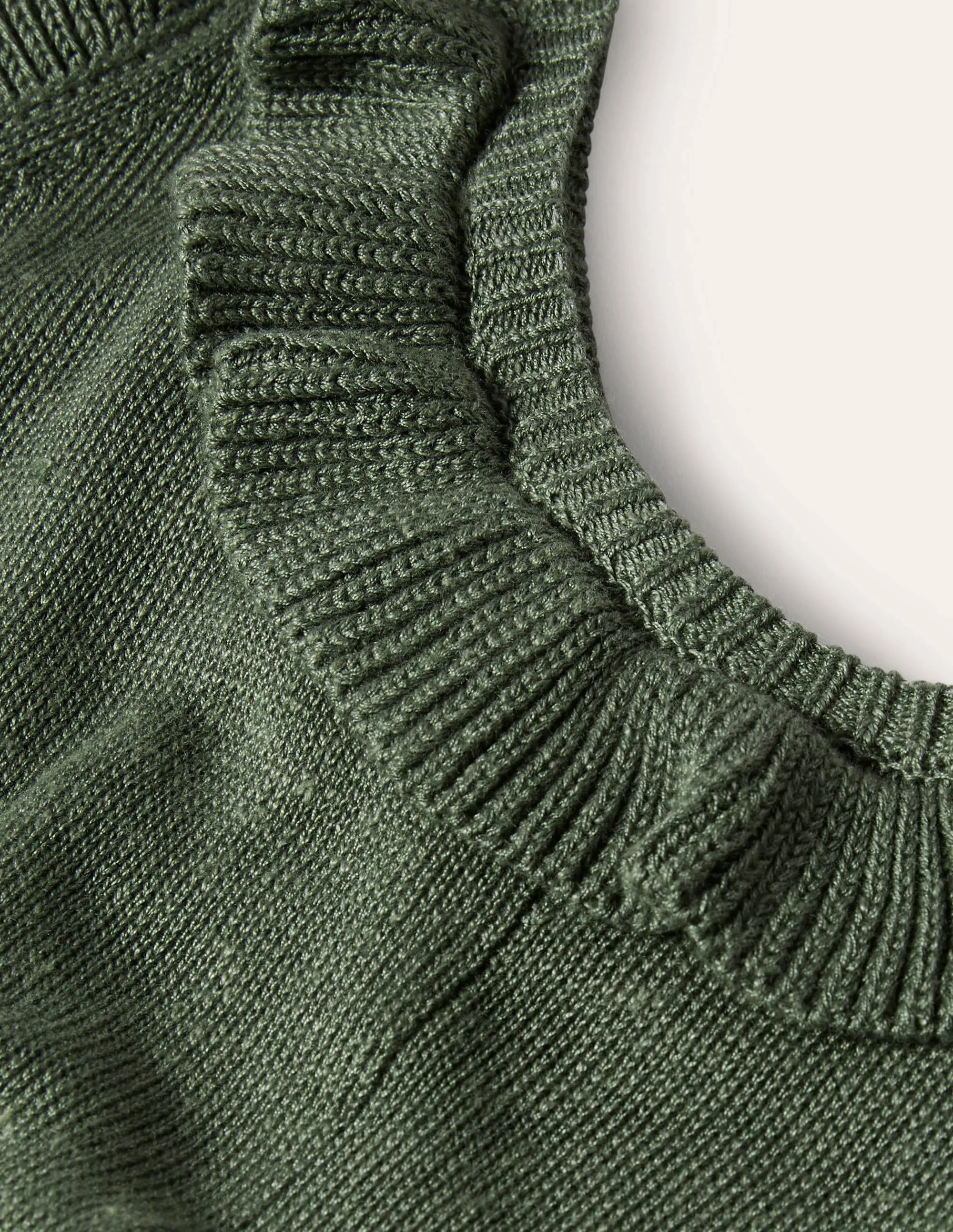 Frill Neck Knitted Midi Dress-Alder