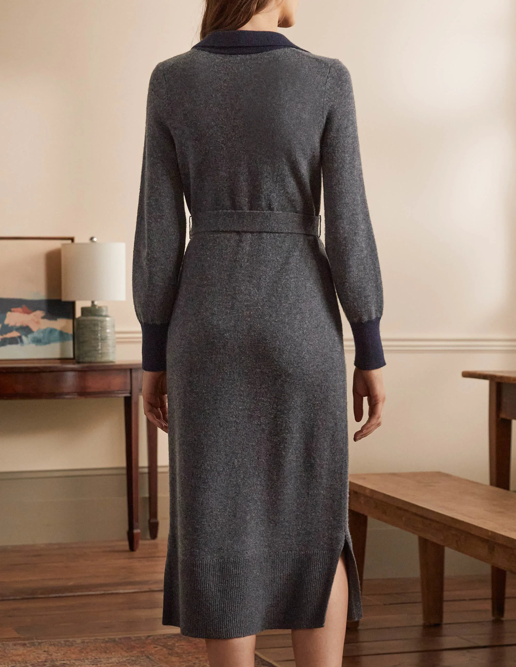 Harriet Knitted Midi Dress-Charcoal Melange