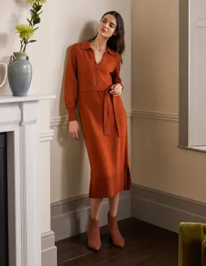 Harriet Knitted Midi Dress-Rust