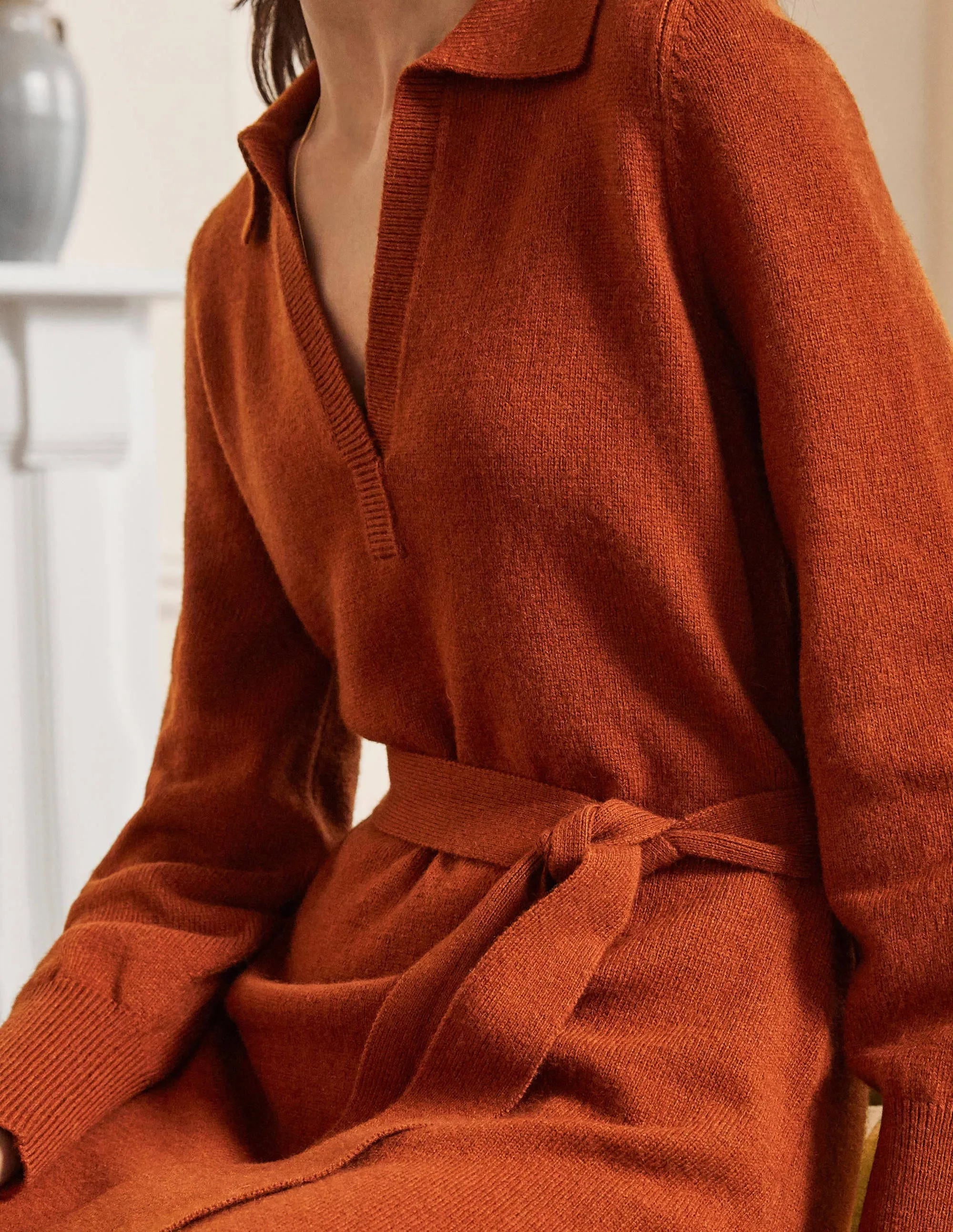 Harriet Knitted Midi Dress-Rust