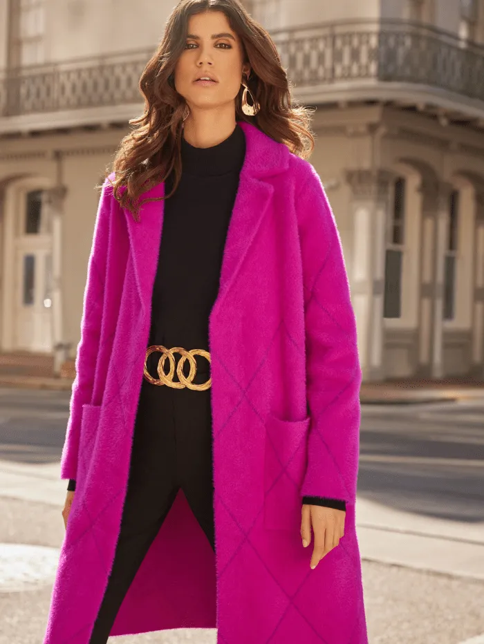 Joseph Ribkoff Notched Collar Coat in Hot Pink 233951
