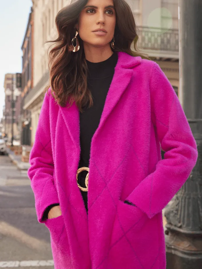 Joseph Ribkoff Notched Collar Coat in Hot Pink 233951