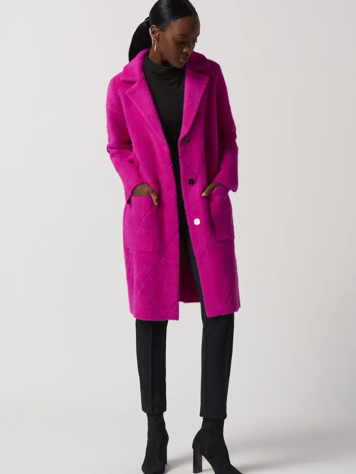 Joseph Ribkoff Notched Collar Coat in Hot Pink 233951