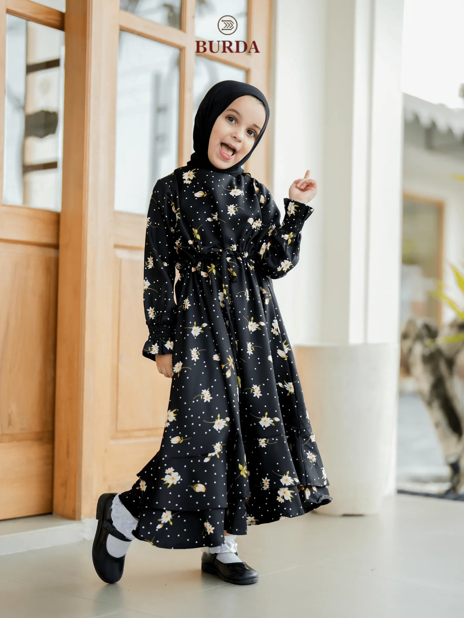 Kid's Black Floral Dress
