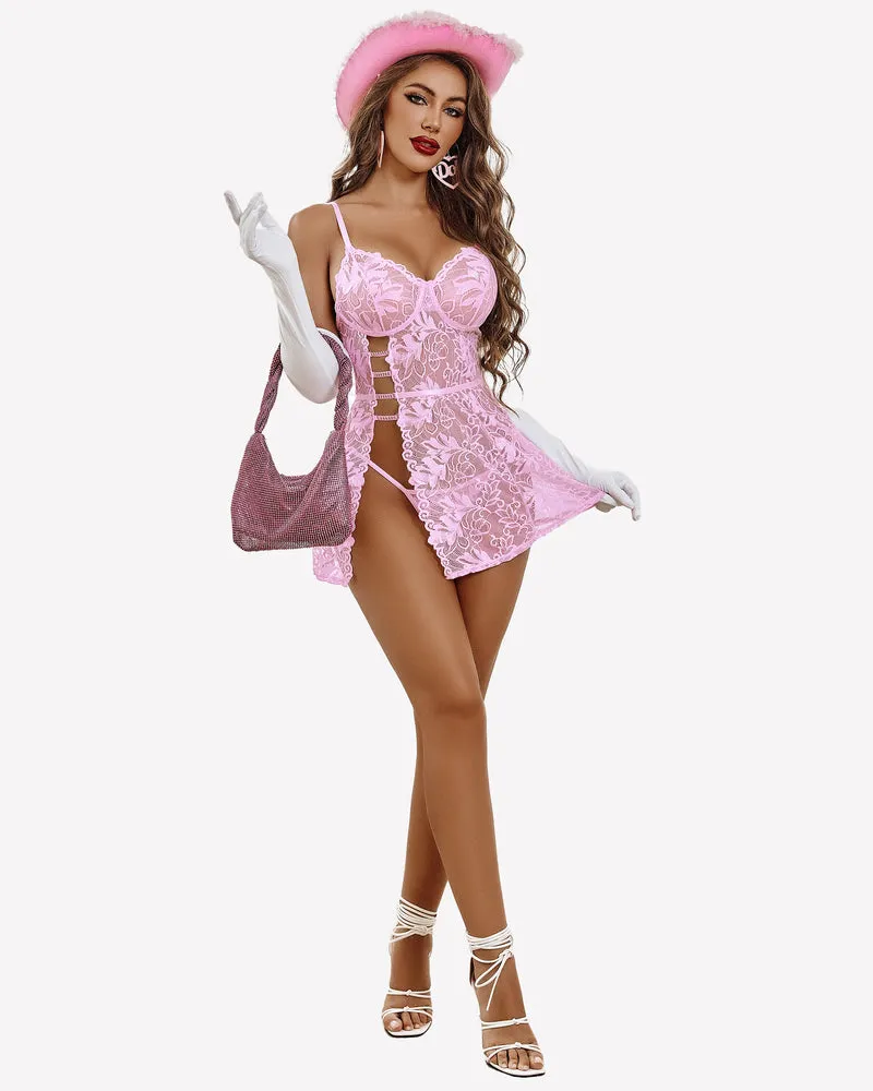 Lace Cute Chemise Dress with Thongs