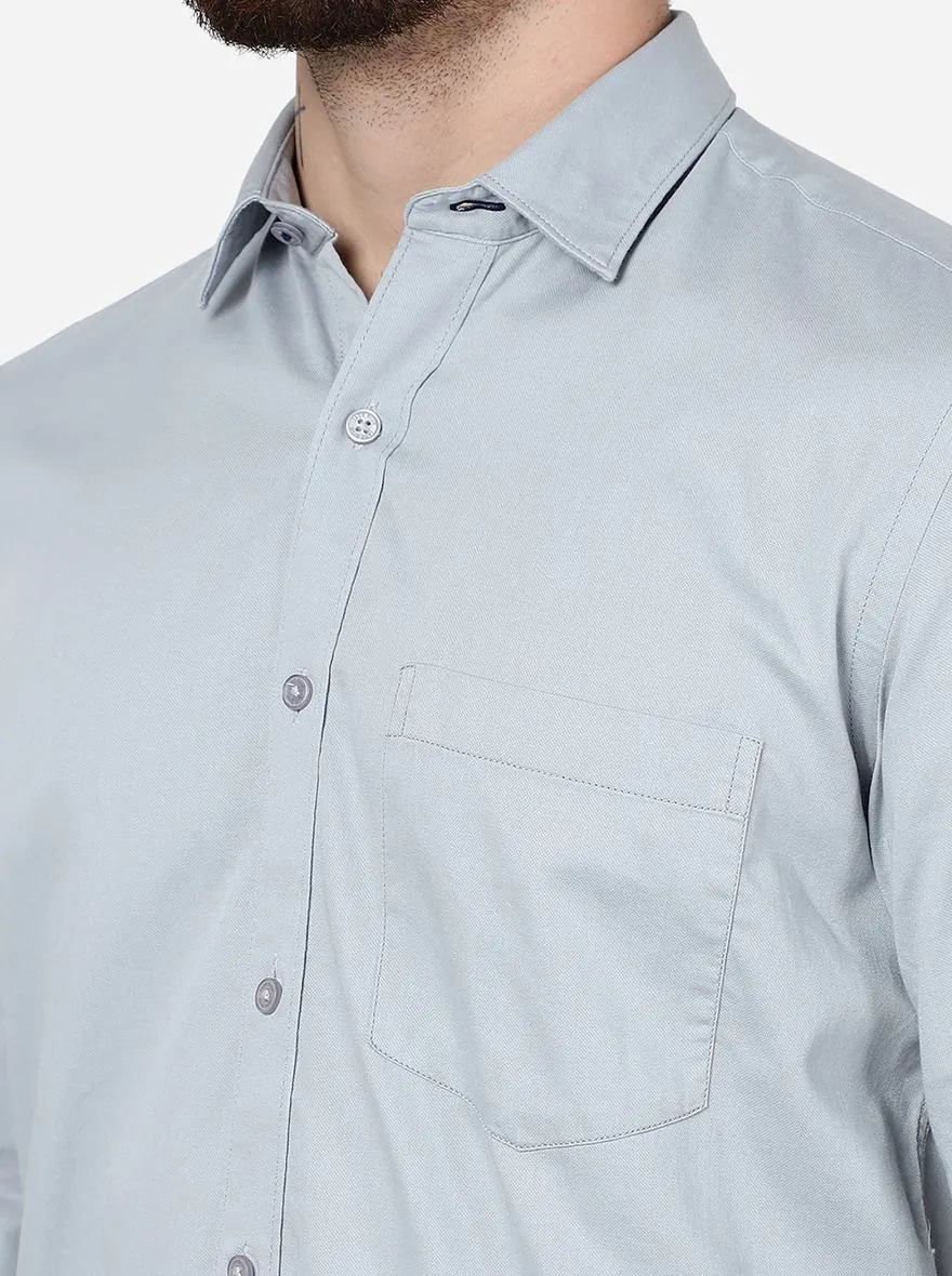 Limestone Grey Solid Slim Fit Semi Casual Shirt | JadeBlue