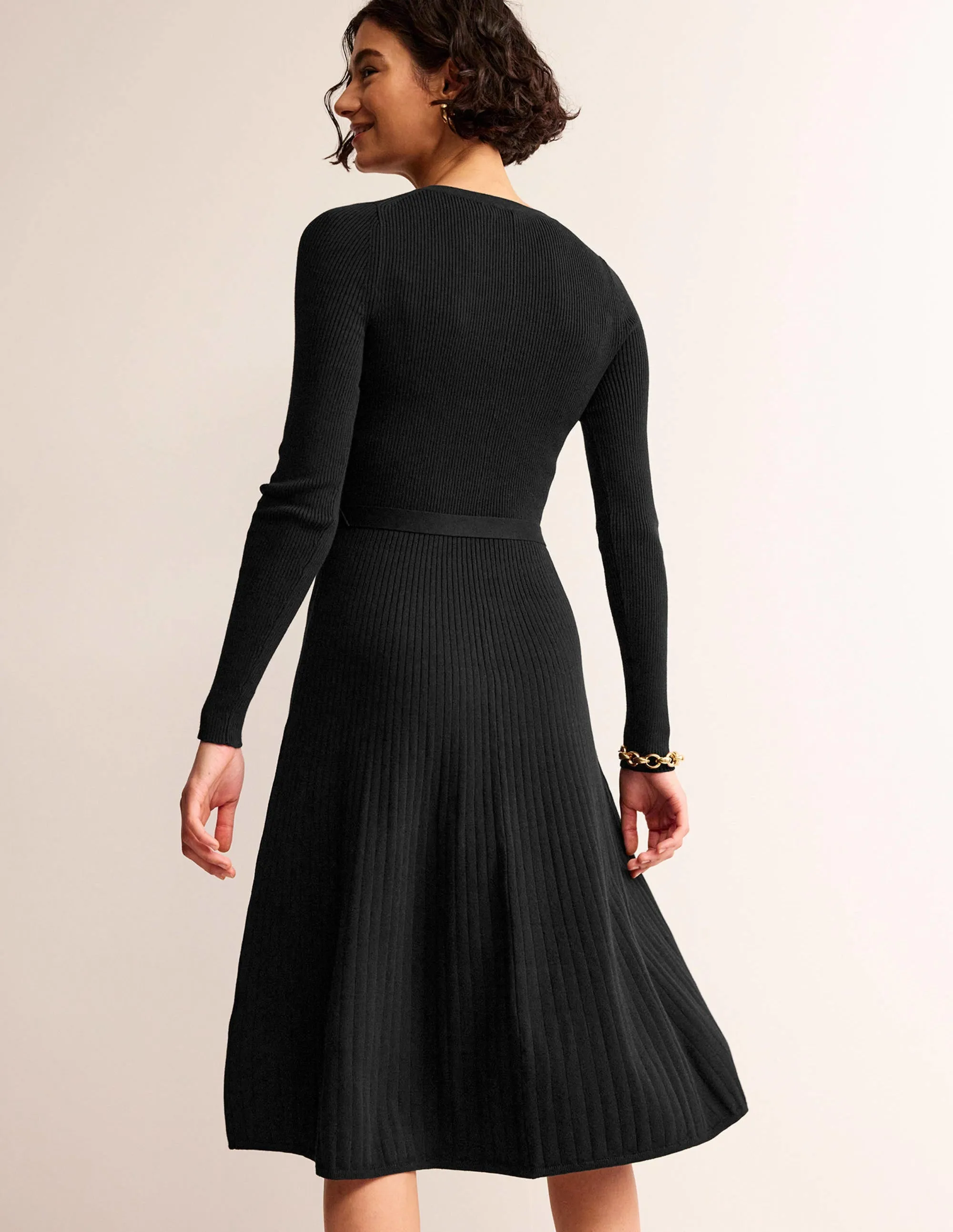 Lola Knitted Midi Dress-Black