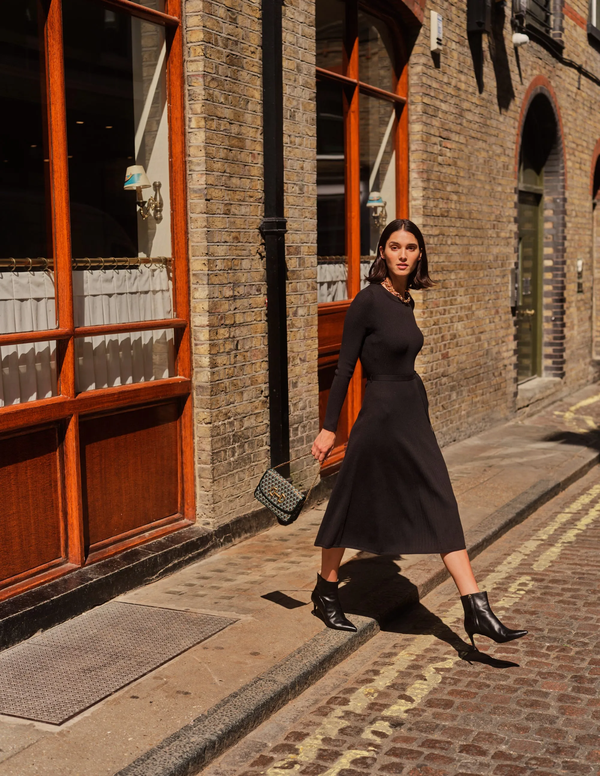 Lola Knitted Midi Dress-Black