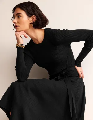 Lola Knitted Midi Dress-Black