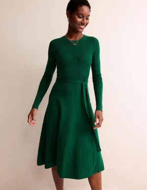 Lola Knitted Midi Dress-Emerald Green