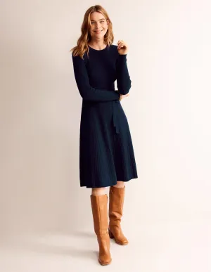 Lola Knitted Midi Dress-Navy