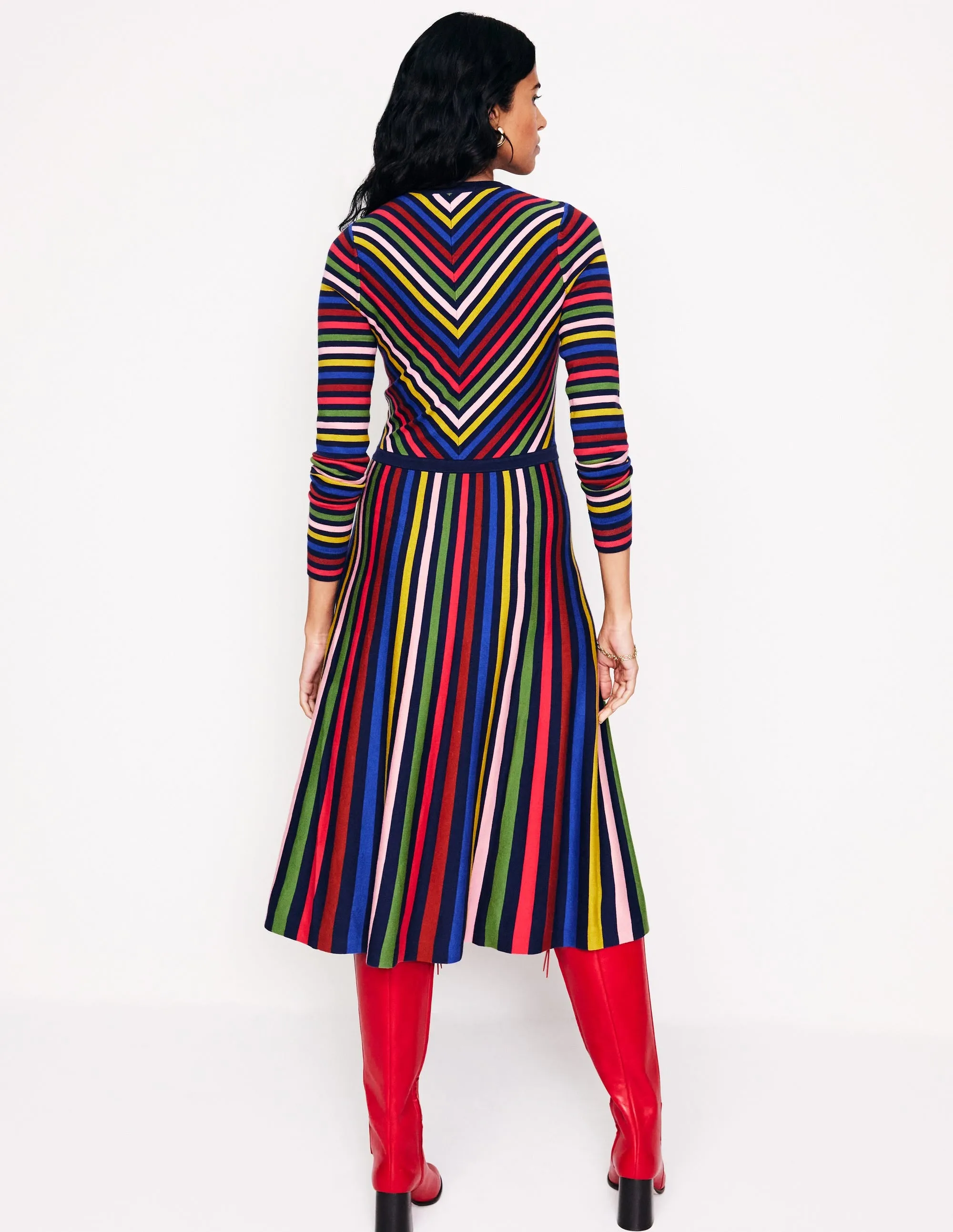 Maria Knitted Midi Dress-Multistripe