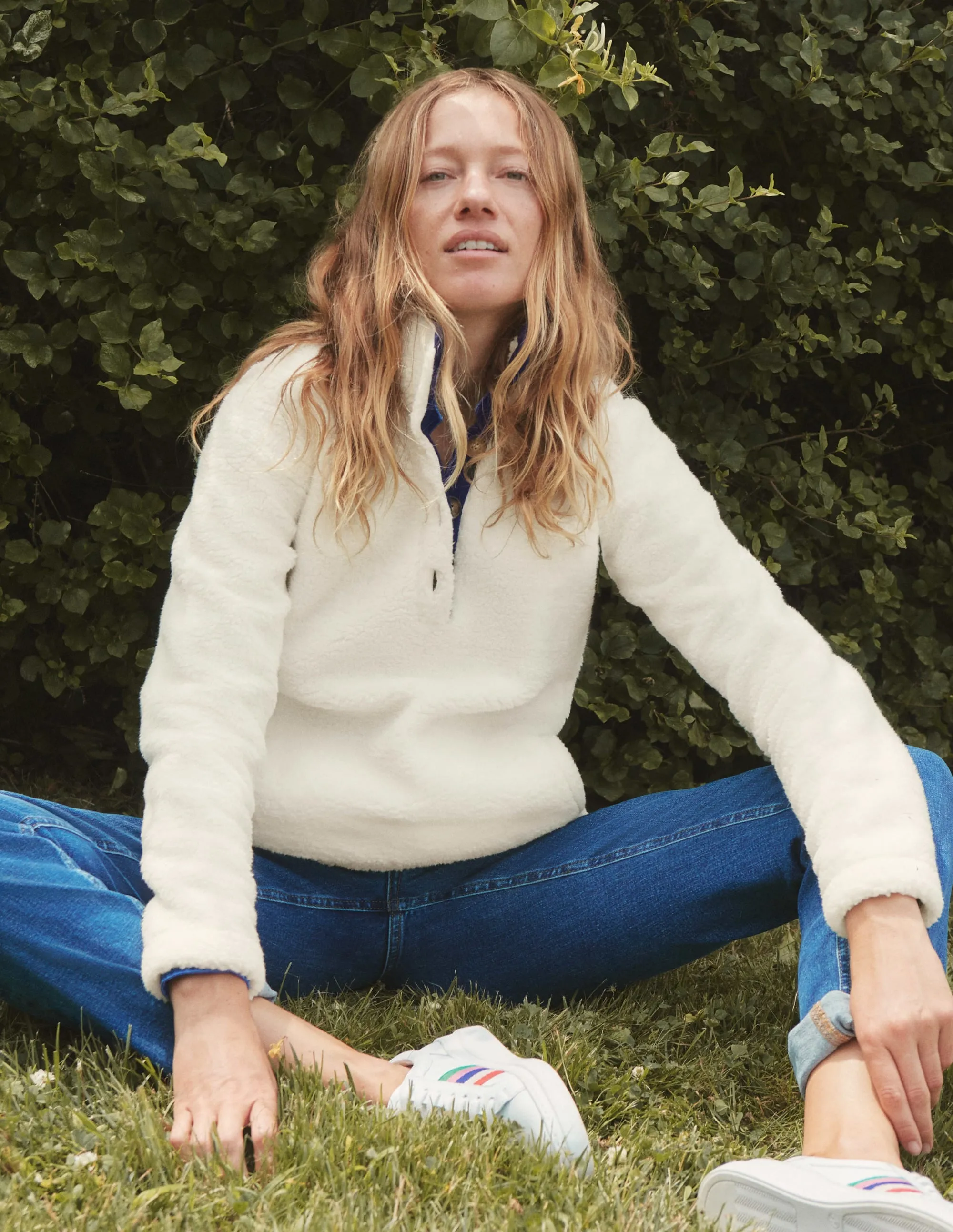 Martha Teddy Jumper-Ivory/Navy
