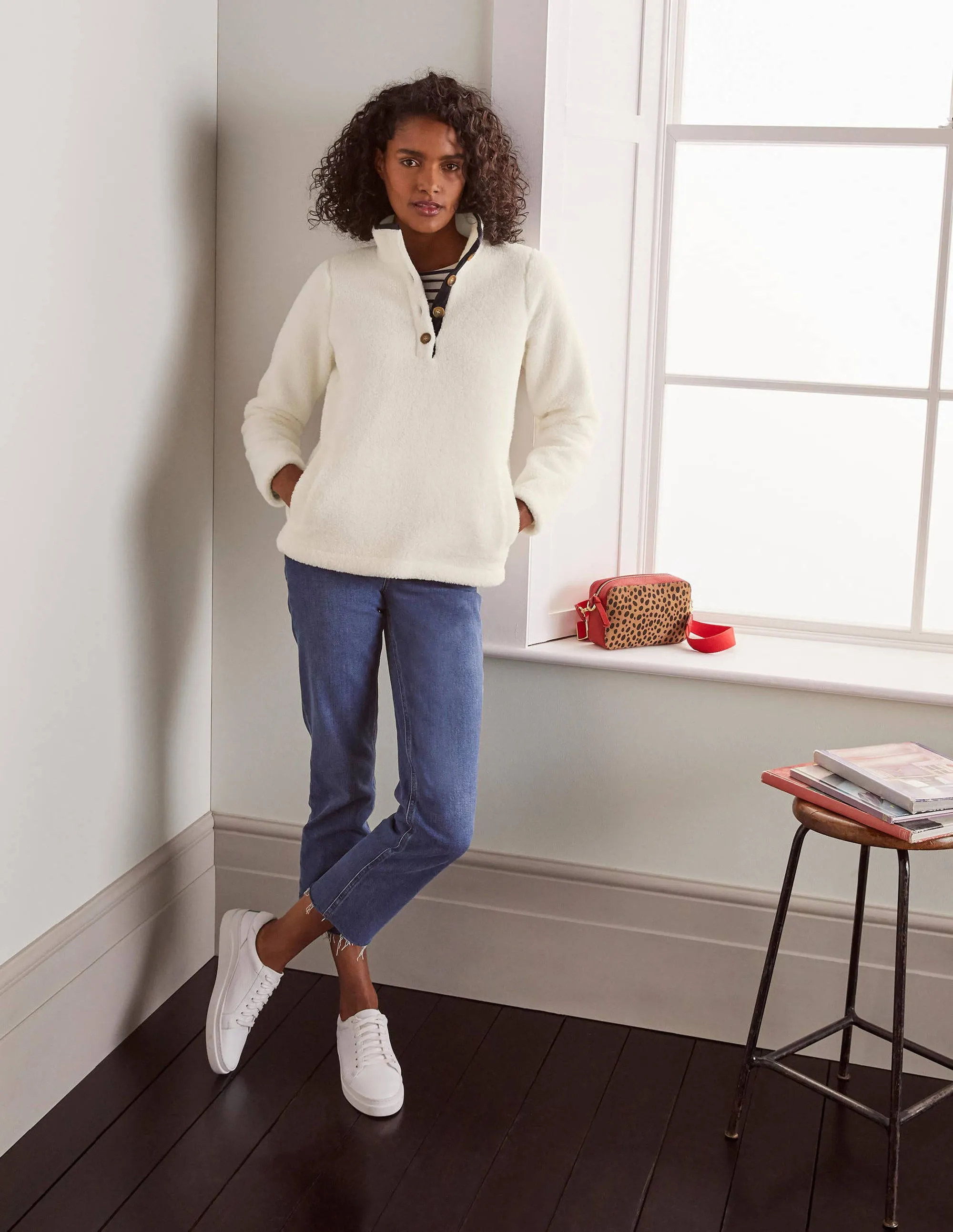 Martha Teddy Jumper-Ivory/Navy