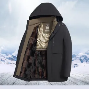 Mens Winter Thermal Thick Hooded Parka Coat