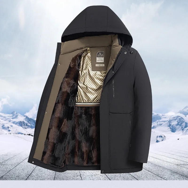 Mens Winter Thermal Thick Hooded Parka Coat