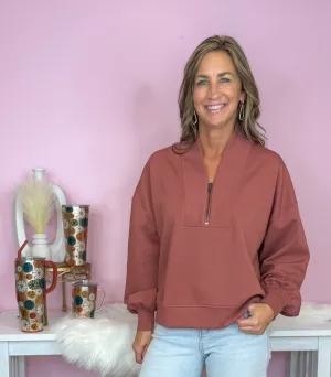 Now That's Enough 1/4 zip Brick Pullover