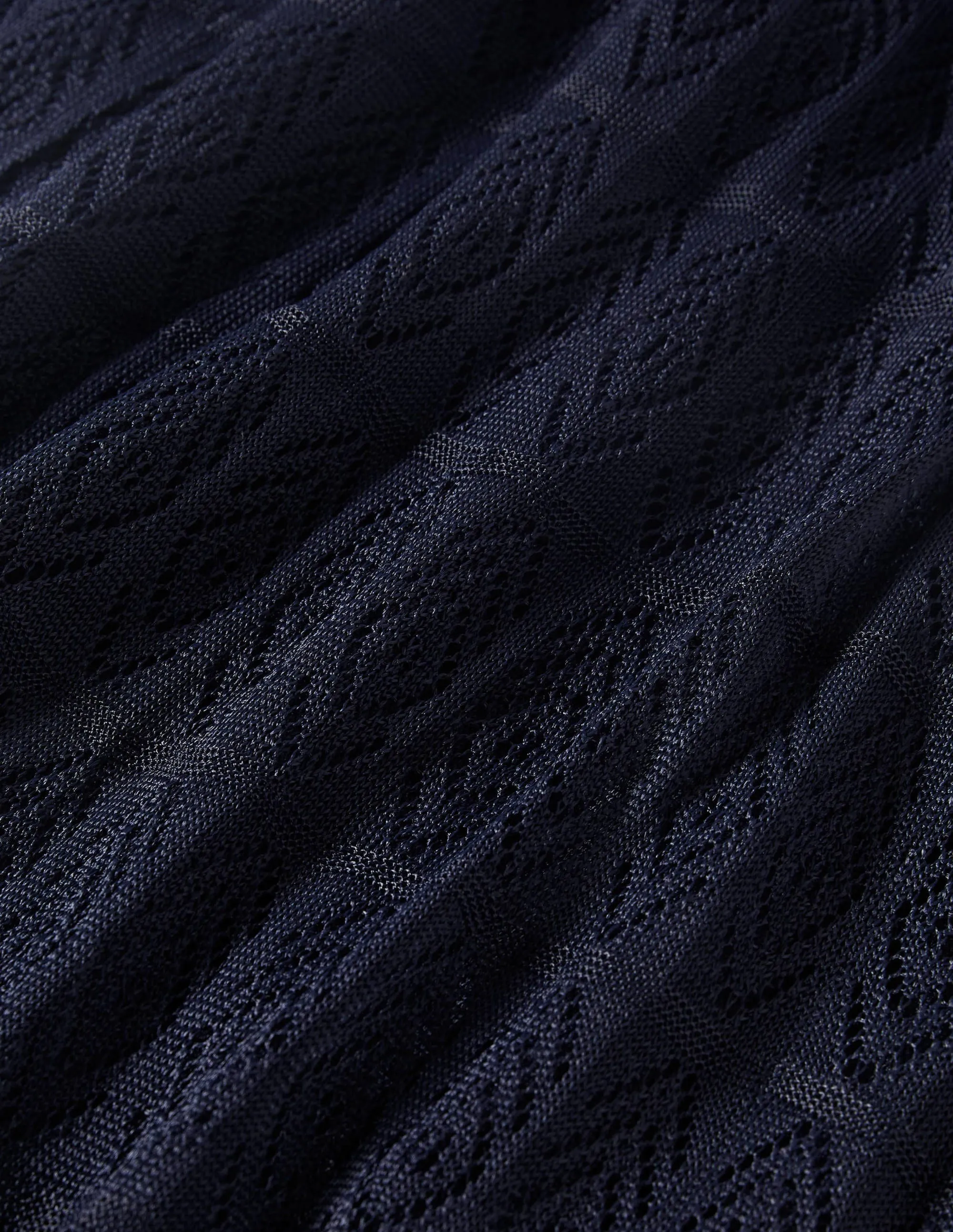 Pointelle Knitted Midi Dress-Navy