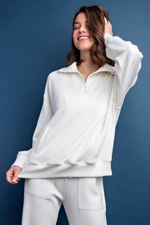 Poly Span Quarter Zip Mock Neck Pullover