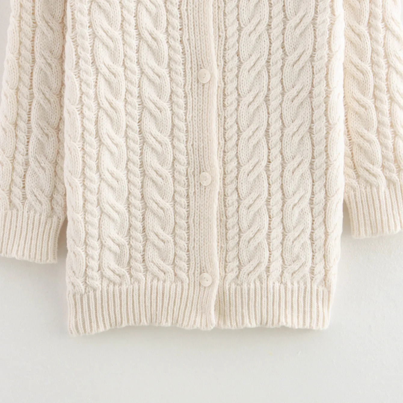 Pre Order:  Fried Dough Twists Thick Needle Round Neck Cardigan