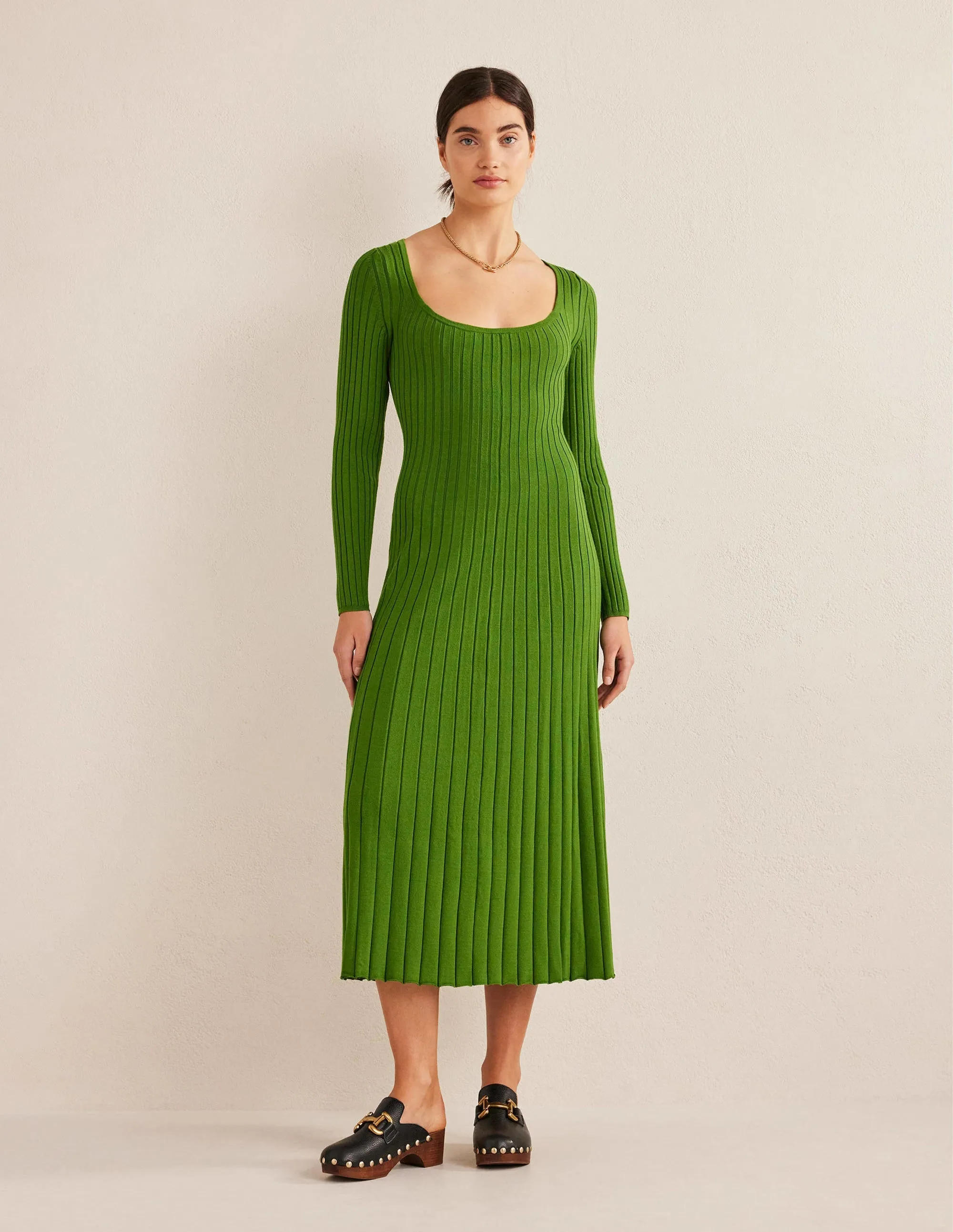 Scoop Neck Knitted Midi Dress-Park Ranger