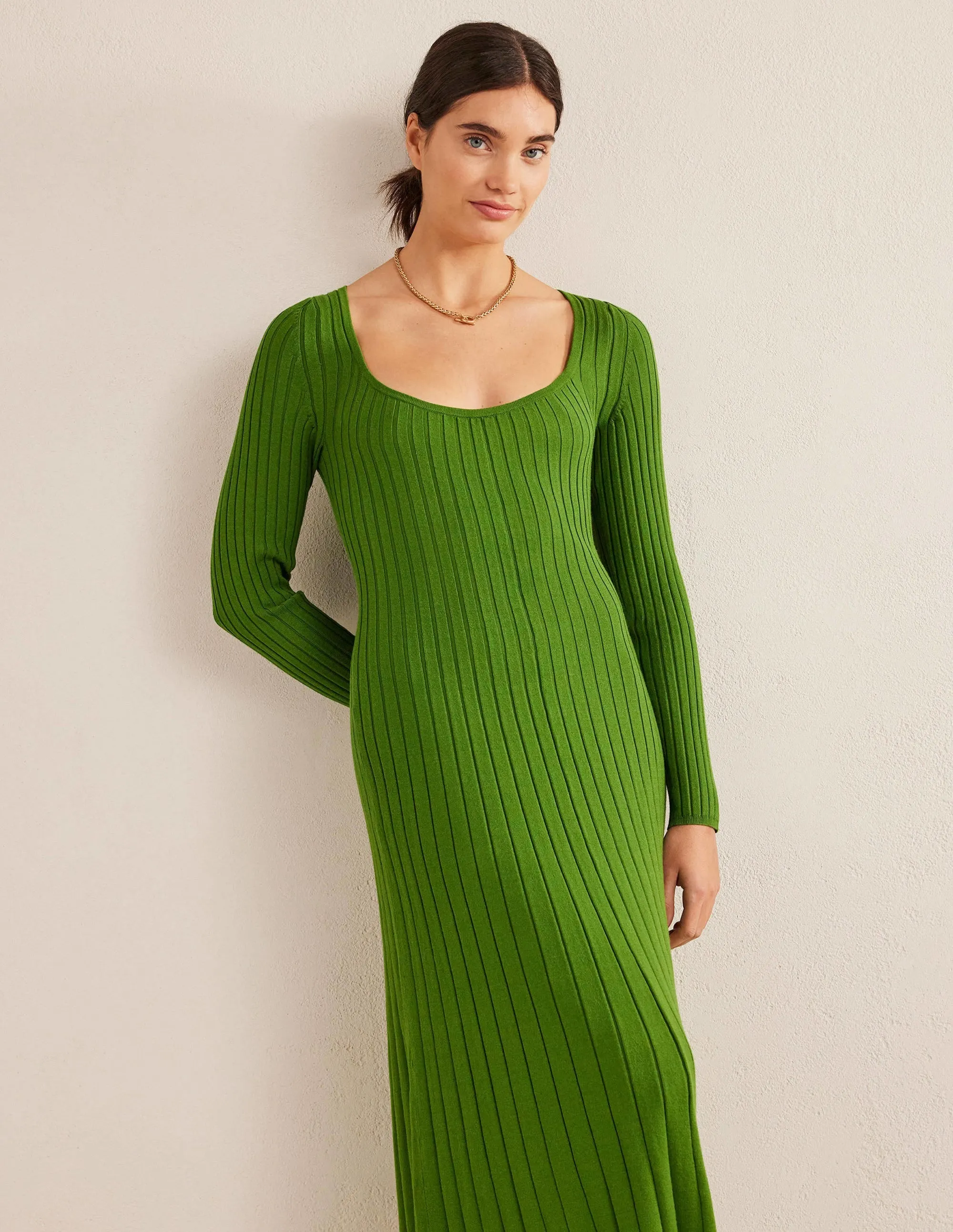 Scoop Neck Knitted Midi Dress-Park Ranger