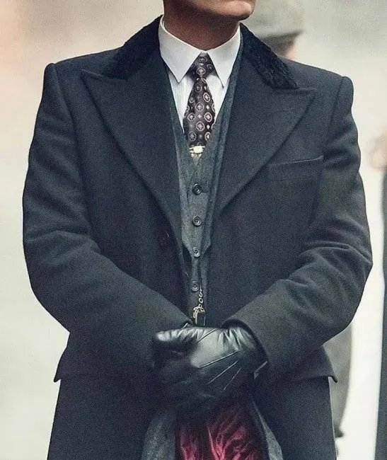 Shelby Gangster Long Wool Mens Black Overcoat
