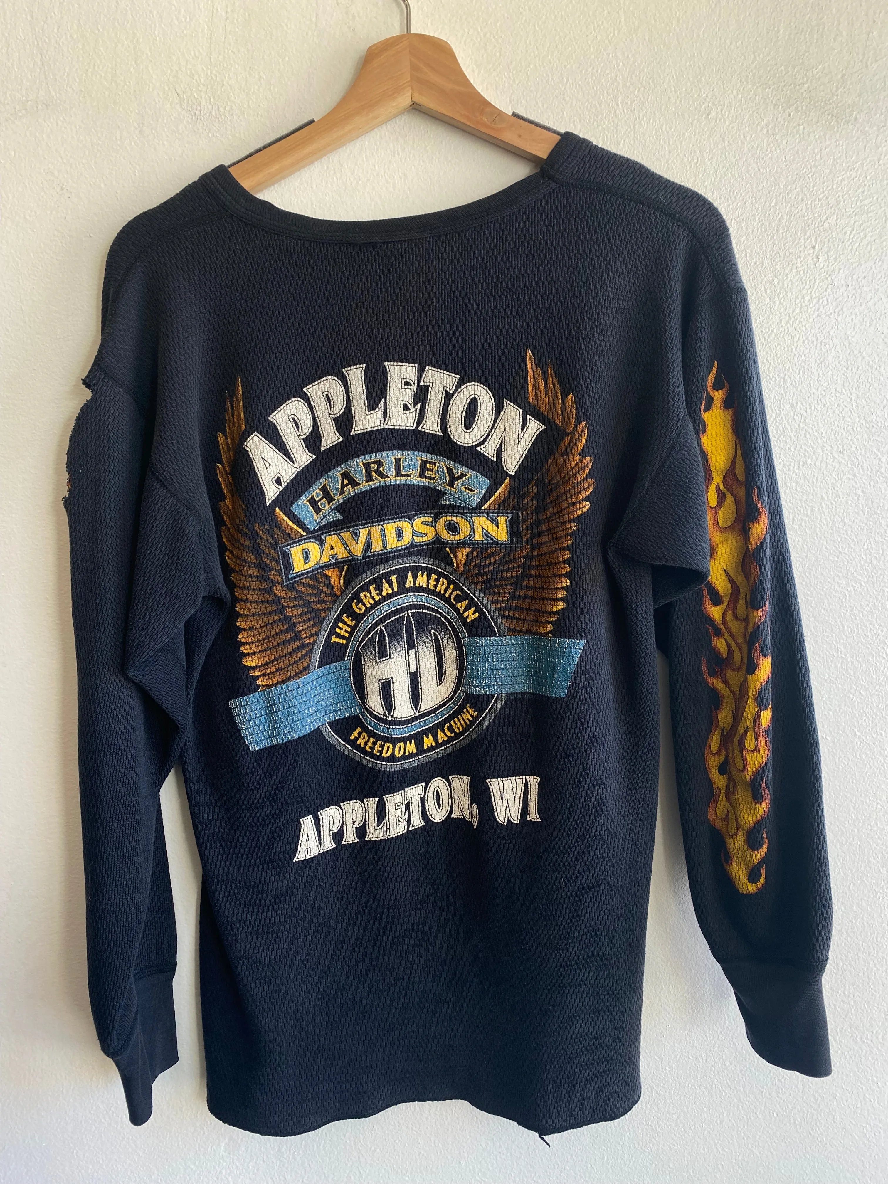 Vintage 1990s Harley Davidson Long Sleeve Thermal Shirt