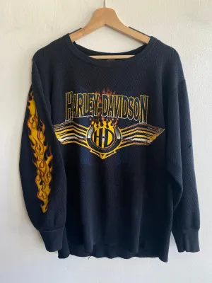 Vintage 1990s Harley Davidson Long Sleeve Thermal Shirt
