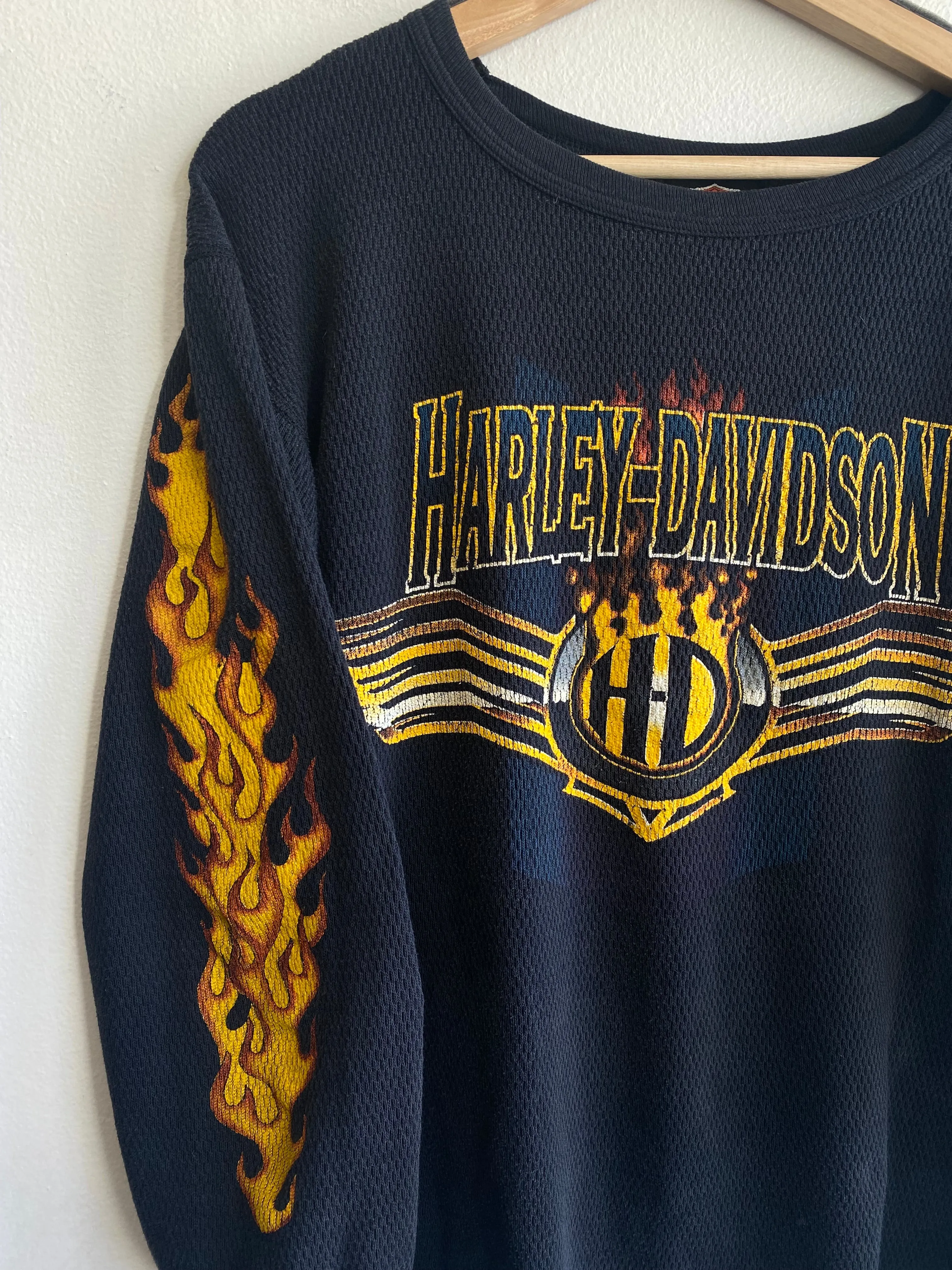 Vintage 1990s Harley Davidson Long Sleeve Thermal Shirt