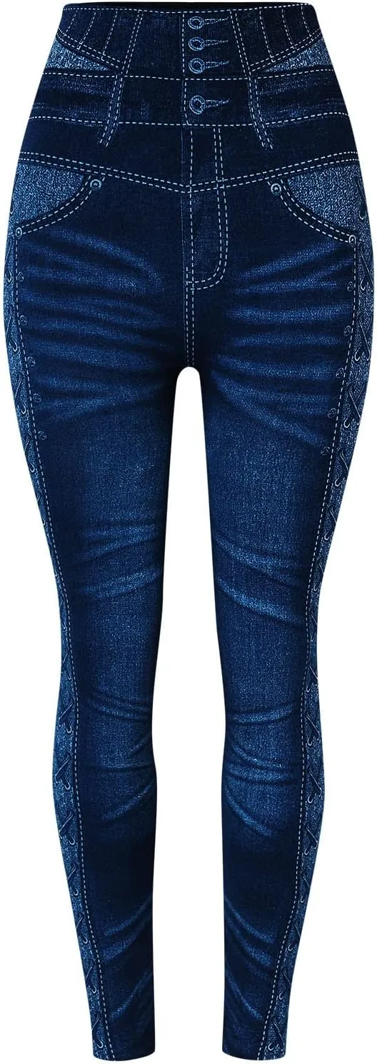 Womens Straight Leg Jeans Flowers Floral Print High Waist Faded Skinny Denim Pants Casual Slim Stretch Pencil Jegging